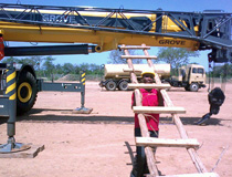 Crane & Safety instructor before travelling requested a 4m ladder to be on site when he arrived, this proud trainee made one, Lake Albert, Uganda